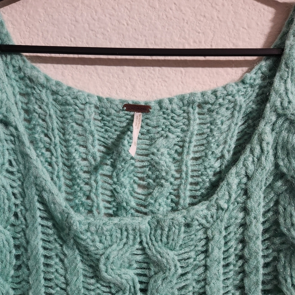 Free People Fluff Wool Mohair Blend Pullover Sweater Mint Green size XS - Picture 4 of 7